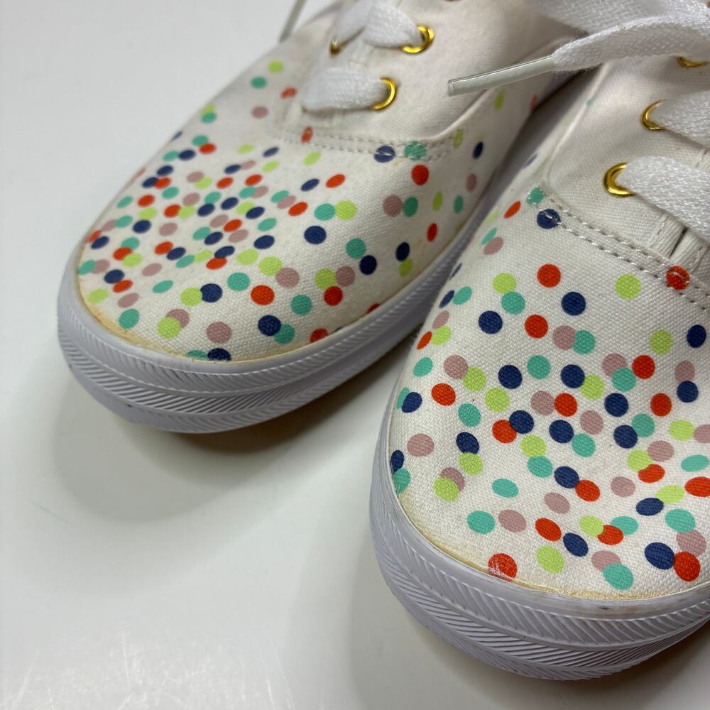 Keds White Confetti Dot Sneakers Low Top Lace Up Canvas Womens 8 - Picture 2 of 6